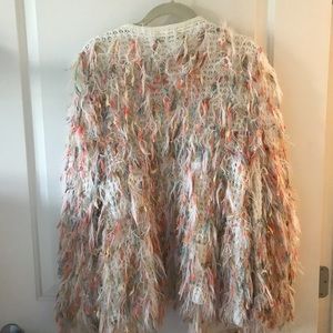Multi colored shag cardigan sweater